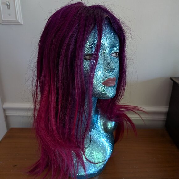 Purple Magenta Ombre FULL LACE Wig Human Hair High Quality 14" - Picture 2 of 7